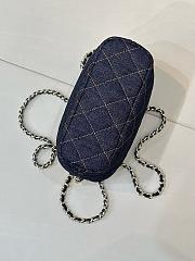 	 Colestore Chanel Classic Clutch With Chain Denim & Gold Metal Dark Blue & Orange 21 x 19x  6 cm - 2