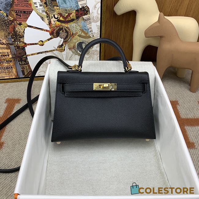 Colestore Hermes Mini Kelly Noir Epsom 19x12x6cm - 1