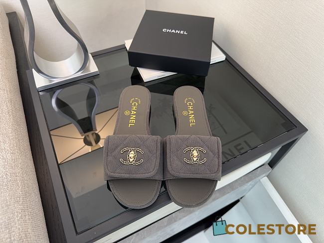 Colestore Chanel Mules Cotton Dark Grey - 1