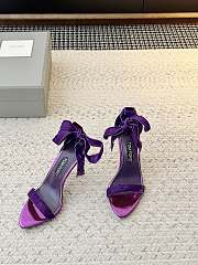 Colestore Tom Ford Velvet Bow Ankle Strap High Heel Sandals Purple - 1