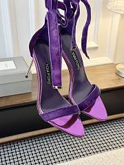 Colestore Tom Ford Velvet Bow Ankle Strap High Heel Sandals Purple - 5