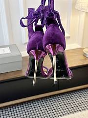 Colestore Tom Ford Velvet Bow Ankle Strap High Heel Sandals Purple - 3