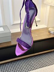 Colestore Tom Ford Velvet Bow Ankle Strap High Heel Sandals Purple - 2
