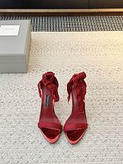 Colestore Tom Ford Velvet Bow Ankle Strap High Heel Sandals Red - 1