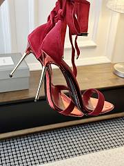Colestore Tom Ford Velvet Bow Ankle Strap High Heel Sandals Red - 6