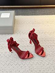 Colestore Tom Ford Velvet Bow Ankle Strap High Heel Sandals Red - 5