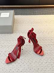Colestore Tom Ford Velvet Bow Ankle Strap High Heel Sandals Red - 4