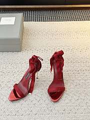 Colestore Tom Ford Velvet Bow Ankle Strap High Heel Sandals Red - 3