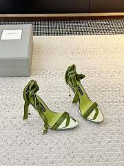 Colestore Tom Ford Velvet Bow Ankle Strap High Heel Sandals Green - 2