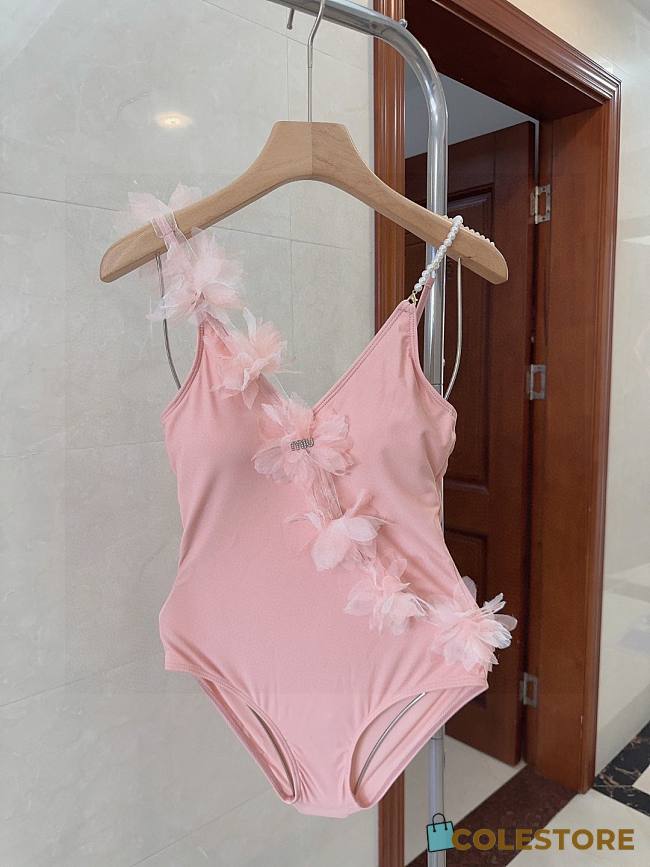 Colestore Miu Miu Rroba Plazhi Pink Swimsuit - 1