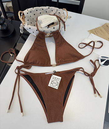 Colestore Loewe Anagram Shimmer Halter Triangle Bikini Set