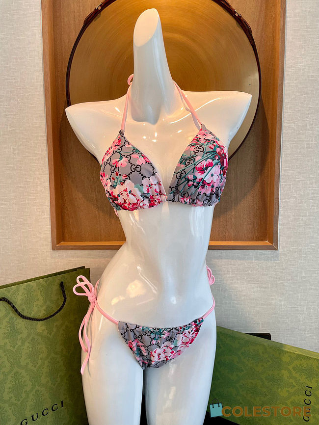 Colestore Gucci GG Floral Print Triangle Bikini Set - 1