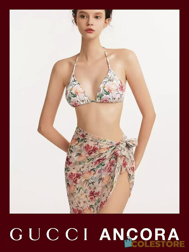 Colestore Gucci Ancora Floral Triangle Bikini & Sarong Set - 1