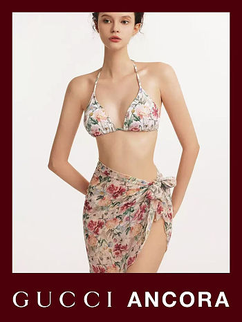 Colestore Gucci Ancora Floral Triangle Bikini & Sarong Set
