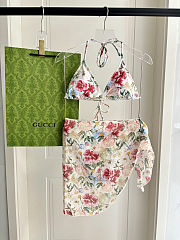 Colestore Gucci Ancora Floral Triangle Bikini & Sarong Set - 3