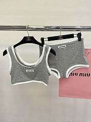 Colestore Miu Miu Ribbed Knit Set With Logo Grey - 3