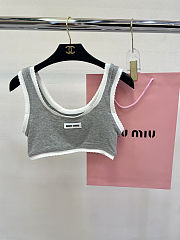 Colestore Miu Miu Ribbed Knit Set With Logo Grey - 4