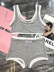 Colestore Miu Miu Ribbed Knit Set With Logo Grey - 6