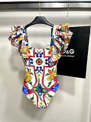 Colestore Dolce & Gabbana Ruffled Enamel Print Beach Vacation Swimsuit - 2