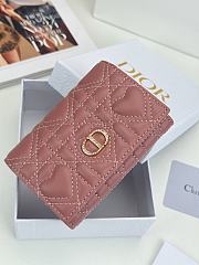 Colestore Dior Caro Glycine Wallet Rose Pink Cannage Lambskin with Heart Motif 11x2.5x7.5cm - 1