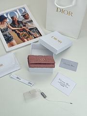 Colestore Dior Caro Glycine Wallet Rose Pink Cannage Lambskin with Heart Motif 11x2.5x7.5cm - 5