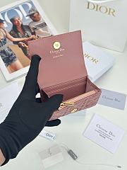 Colestore Dior Caro Glycine Wallet Rose Pink Cannage Lambskin with Heart Motif 11x2.5x7.5cm - 3