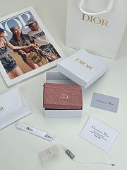 Colestore Dior Caro Glycine Wallet Rose Pink Cannage Lambskin with Heart Motif 11x2.5x7.5cm - 2