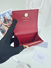 Colestore Dior Caro Glycine Wallet Red Cannage Lambskin with Heart Motif 11x2.5x7.5cm - 4