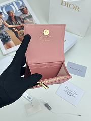 Colestore Dior Caro Glycine Wallet Pink Cannage Lambskin with Heart Motif 11x2.5x7.5cm - 5