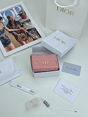 Colestore Dior Caro Glycine Wallet Pink Cannage Lambskin with Heart Motif 11x2.5x7.5cm - 2