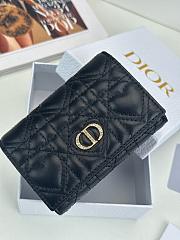 Colestore Dior Caro Glycine Wallet Black Cannage Lambskin with Heart Motif 11x2.5x7.5cm - 1
