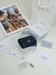 Colestore Dior Caro Glycine Wallet Black Cannage Lambskin with Heart Motif 11x2.5x7.5cm - 4