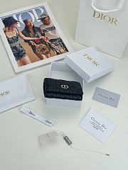 Colestore Dior Caro Glycine Wallet Black Cannage Lambskin with Heart Motif 11x2.5x7.5cm - 3