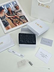 Colestore Dior Caro Glycine Wallet Black Cannage Lambskin with Heart Motif 11x2.5x7.5cm - 2