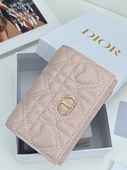Colestore Dior Caro Glycine Wallet Light Pink Cannage Lambskin with Heart Motif 11x2.5x7.5cm - 1