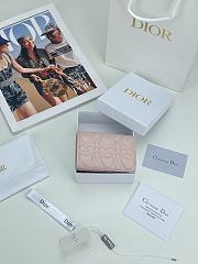 Colestore Dior Caro Glycine Wallet Light Pink Cannage Lambskin with Heart Motif 11x2.5x7.5cm - 5