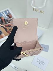 Colestore Dior Caro Glycine Wallet Light Pink Cannage Lambskin with Heart Motif 11x2.5x7.5cm - 4