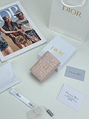 Colestore Dior Caro Glycine Wallet Light Pink Cannage Lambskin with Heart Motif 11x2.5x7.5cm - 2