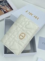 Colestore Dior Caro Glycine Wallet Latte Cannage Lambskin with Heart Motif 11x2.5x7.5cm - 1