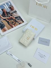 Colestore Dior Caro Glycine Wallet Latte Cannage Lambskin with Heart Motif 11x2.5x7.5cm - 6