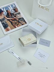 Colestore Dior Caro Glycine Wallet Latte Cannage Lambskin with Heart Motif 11x2.5x7.5cm - 4