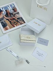 Colestore Dior Caro Glycine Wallet Latte Cannage Lambskin with Heart Motif 11x2.5x7.5cm - 3