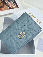 Colestore Dior Caro Glycine Wallet Mist Blue Cannage Lambskin with Heart Motif 11x2.5x7.5cm - 1