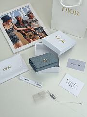 Colestore Dior Caro Glycine Wallet Mist Blue Cannage Lambskin with Heart Motif 11x2.5x7.5cm - 4