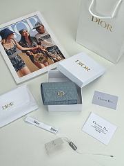 Colestore Dior Caro Glycine Wallet Mist Blue Cannage Lambskin with Heart Motif 11x2.5x7.5cm - 3
