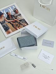 Colestore Dior Caro Glycine Wallet Mist Blue Cannage Lambskin with Heart Motif 11x2.5x7.5cm - 2