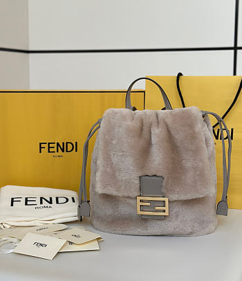 Colestore  Fendi Backpack Fur Grey 26x12x27cm