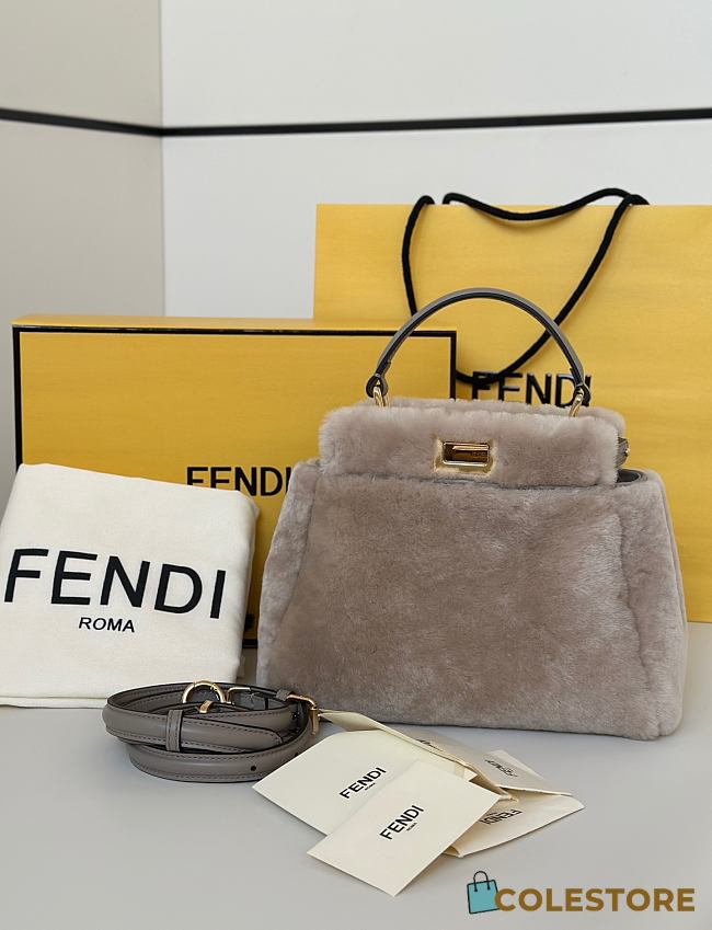 Colestore  Fendi Peekaboo Mini Fur Grey 23x11x18cm - 1