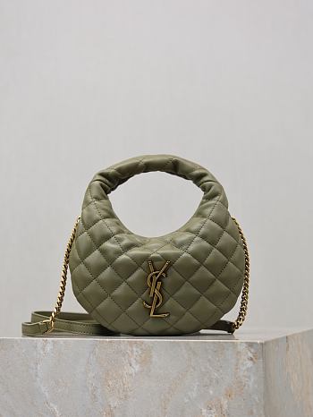Colestore YSL Saint Laurent ICARINO mini in quilted nappa in Strong Moss  19x12x5cm