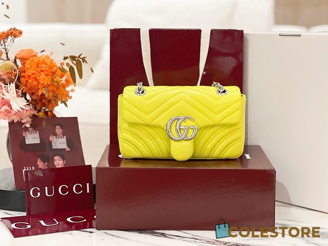 Colestore  Gucci GG Marmont Small Shoulder Bag in Yellow Leather 22 × 12.5 × 6 cm - 1